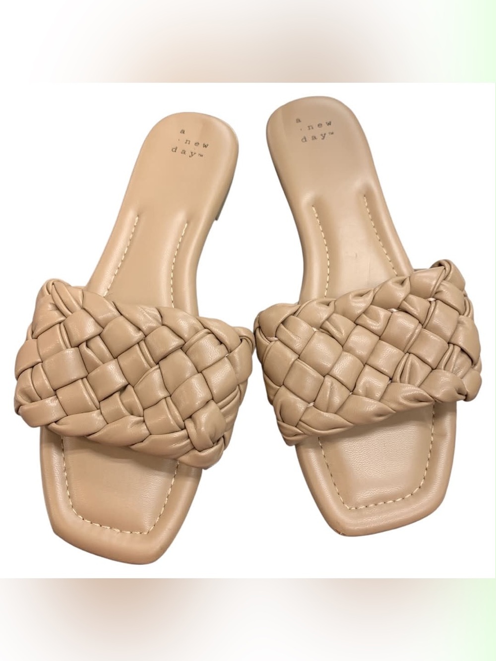 A New Day Woven Slide Sandals in Taupe S8.5